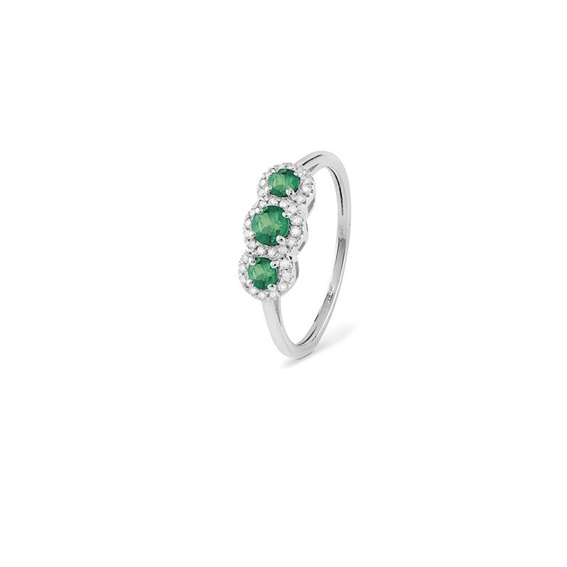Bliss - Anello In Oro Bianco - Diamante/Smeraldo