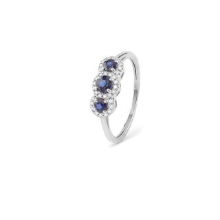 Bliss - Anello In Oro Bianco - Diamante/Zaffiro