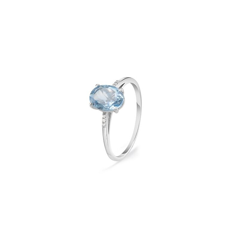 Bliss - Anello In Oro Bianco - Diamante Ovale
