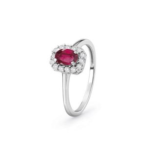 Bliss - Anello In Oro Bianco - Diamante/Rubino