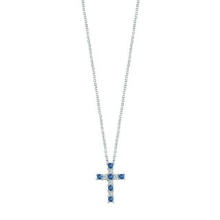 Bliss - Collierino In Oro Bianco - Diamante/Zaffiro