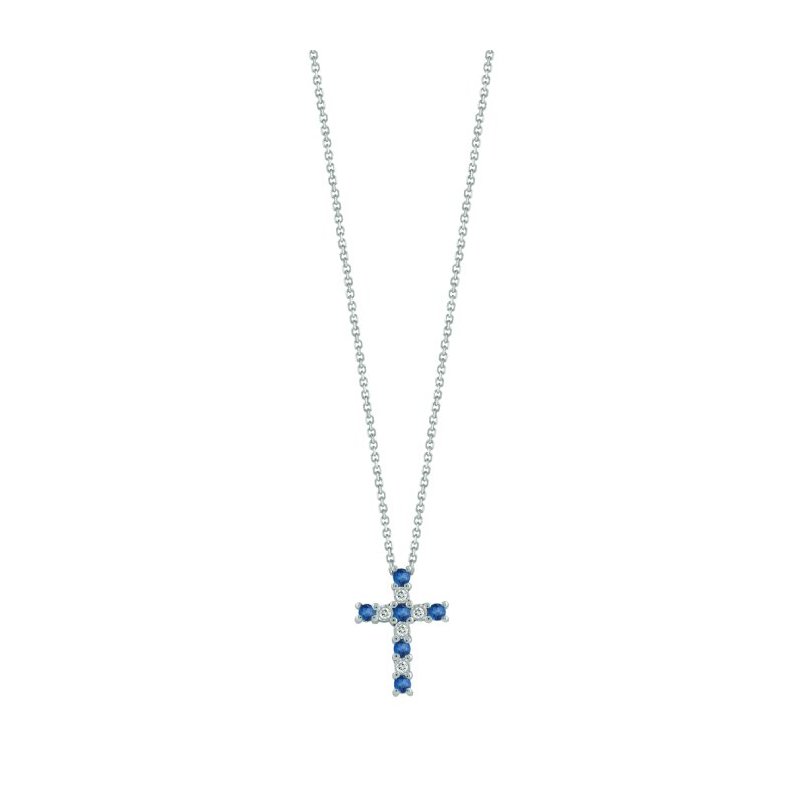 Bliss - Collierino In Oro Bianco - Diamante/Zaffiro