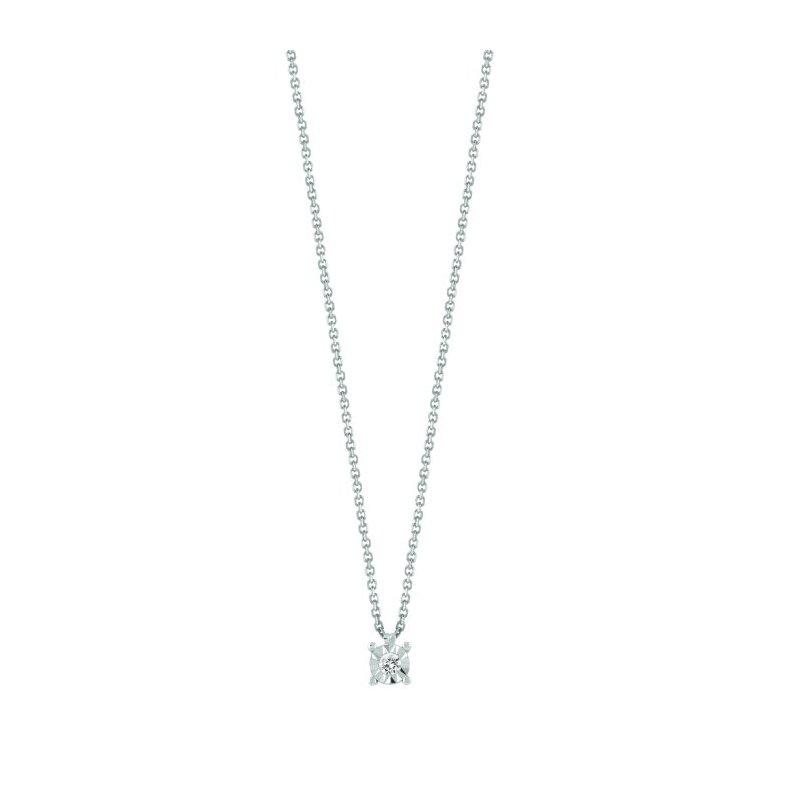 Bliss - Collierino In Oro Bianco - Diamante Rotondo
