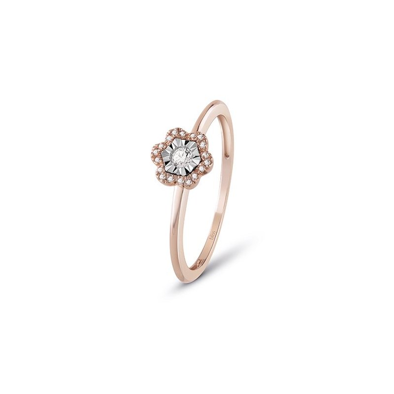 Bliss - Anello In Oro Rosa - Rotondo - 0.08 Carati