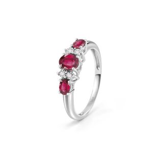 Bliss - Anello In Oro Bianco - Diamante/Rubino
