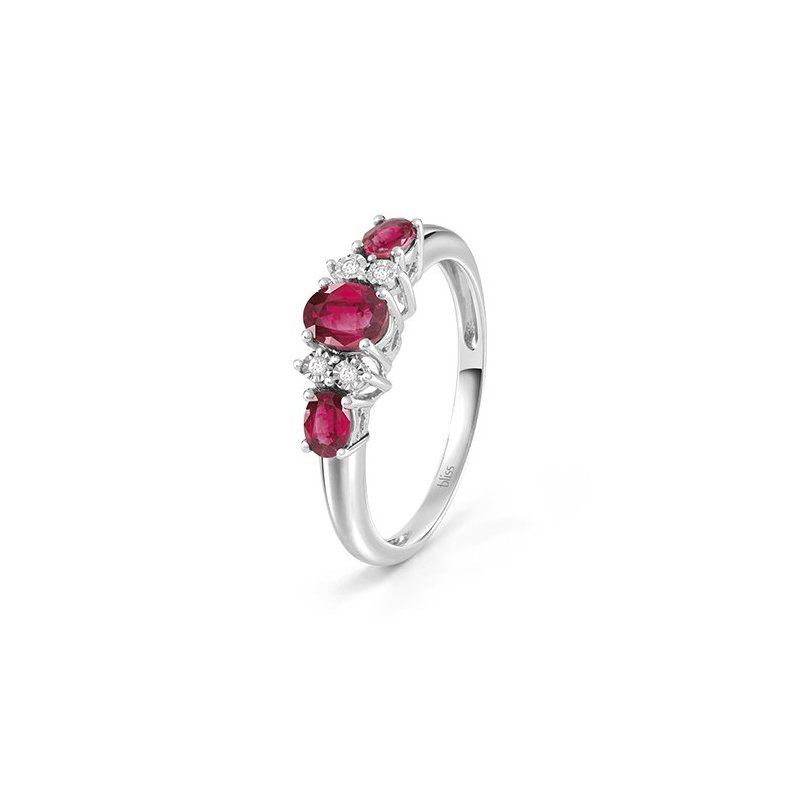 Bliss - Anello In Oro Bianco - Diamante/Rubino