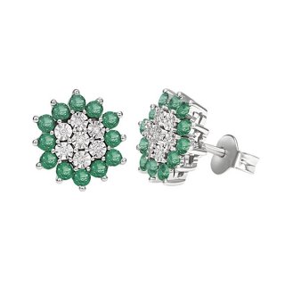Bliss - Orecchini Oro Bianco - Diamante/Smeraldo