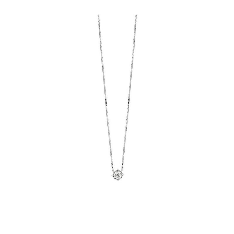 Bliss - Collierino In Oro Bianco - Diamante Rotondo