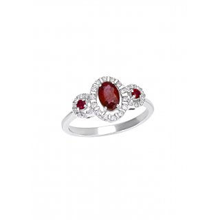Bliss - Anello In Oro Bianco - Diamante/Rubino