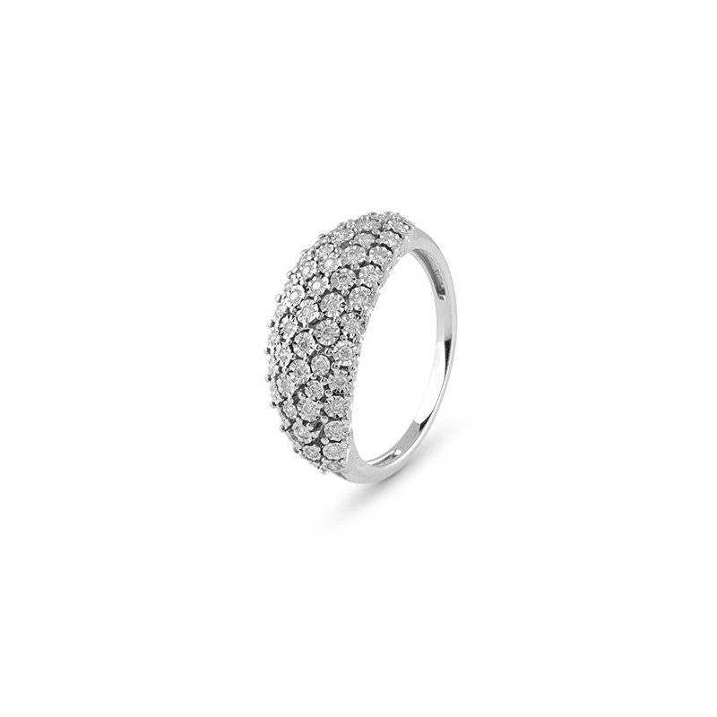 Bliss - Anello Rugiada Pave' - Oro Bianco - Diamante