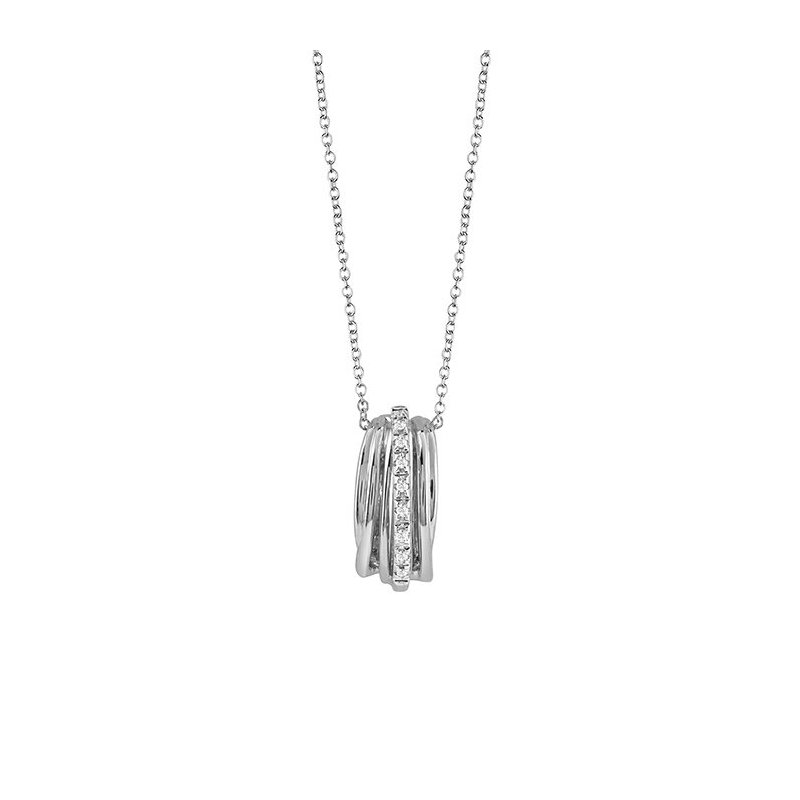 Bliss - Collana In Oro Bianco - Diamante Rotondo