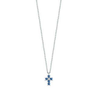 Bliss - Collierino In Oro Bianco - Diamante/Zaffiro