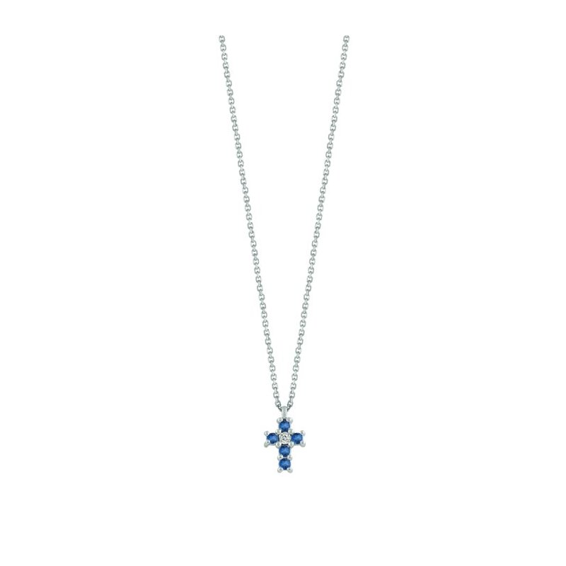 Bliss - Collierino In Oro Bianco - Diamante/Zaffiro