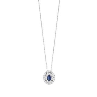 Bliss - Collierino In Oro Bianco - Diamante/Zaffiro