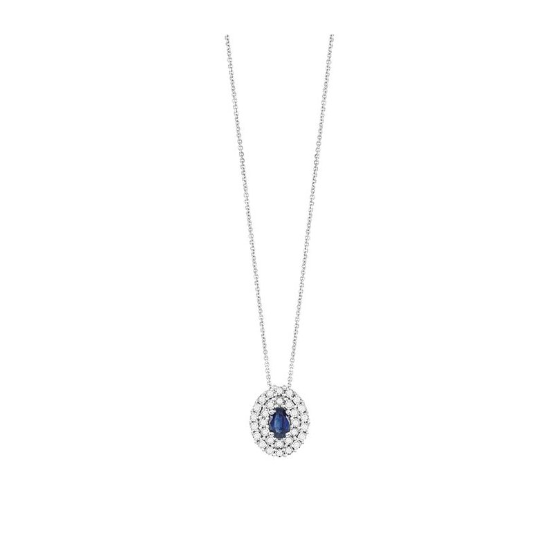 Bliss - Collierino In Oro Bianco - Diamante/Zaffiro