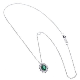 Damiani - Collierino In Oro Bianco - Diamante/Smeraldo