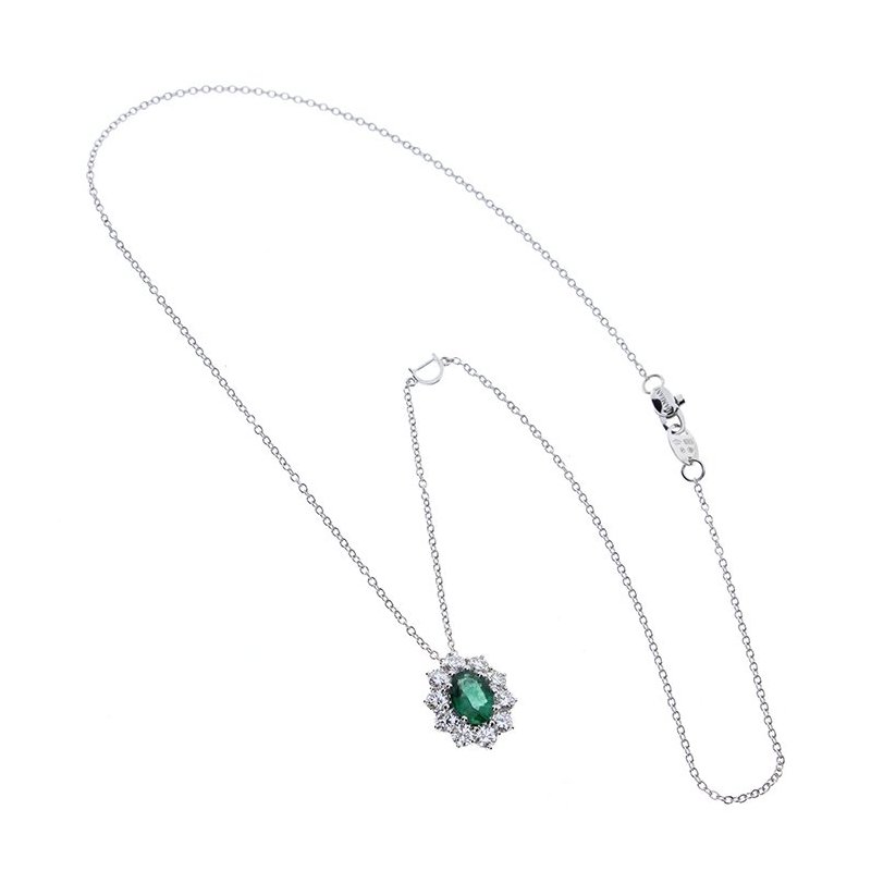 Damiani - Collierino In Oro Bianco - Diamante/Smeraldo