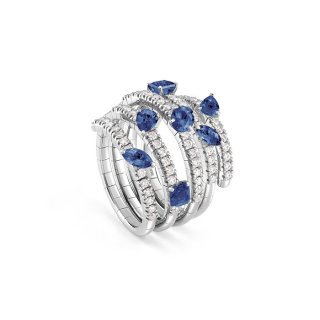 Damiani - Anello In Oro Bianco - Diamante/Zaffiro