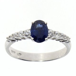 Damiani - Anello In Oro Bianco - Diamante/Zaffiro