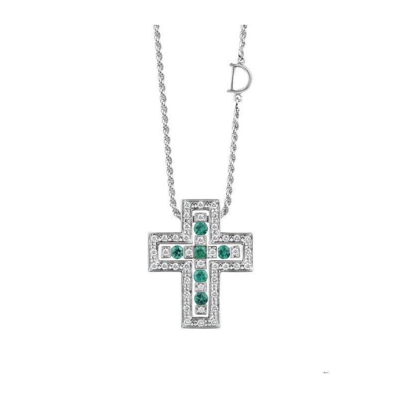 Damiani - Collier Croce - Oro Bianco - Diamante