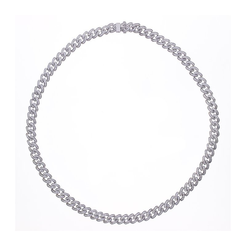 Damiani - Collana Gourmette D - Oro Bianco - Diamante