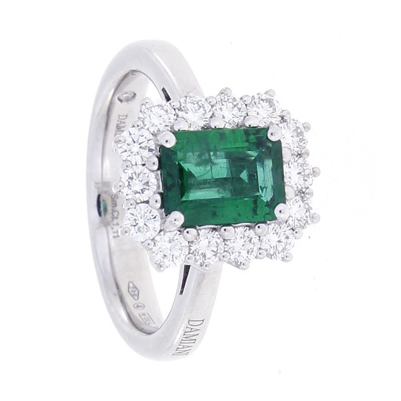 Damiani - Anello In Oro Bianco - Diamante/Smeraldo