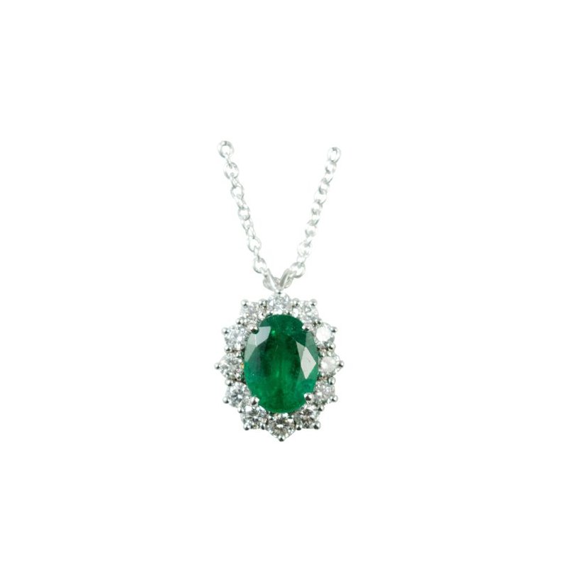 Damiani - Collierino In Oro Bianco - Diamante/Smeraldo
