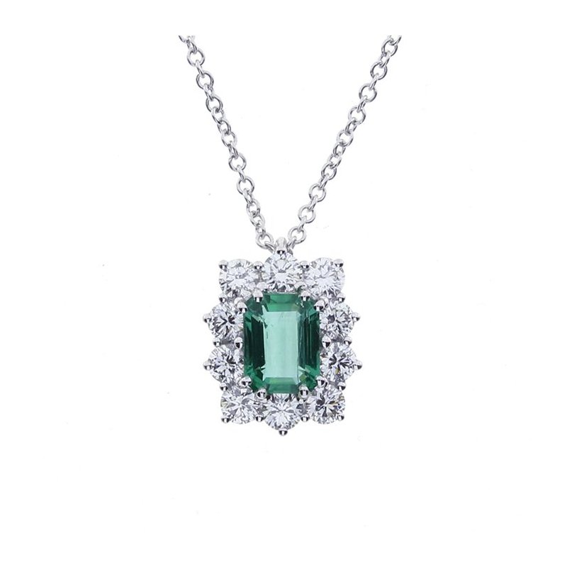 Damiani - Collierino In Oro Bianco - Diamante/Smeraldo