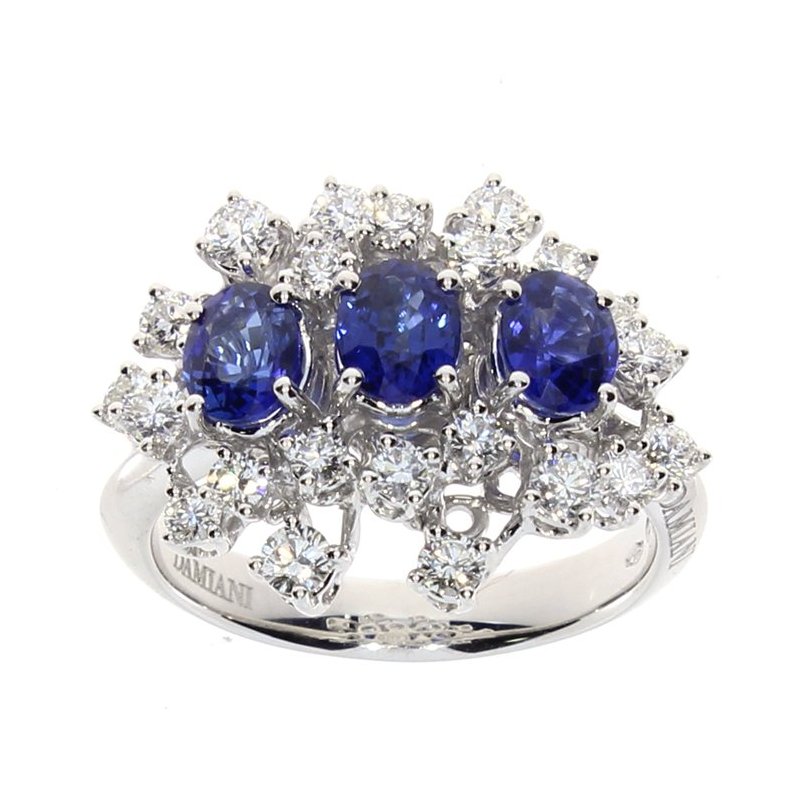 Damiani - Anello Mimosa - Oro Bianco - Diamante/Zaffiro