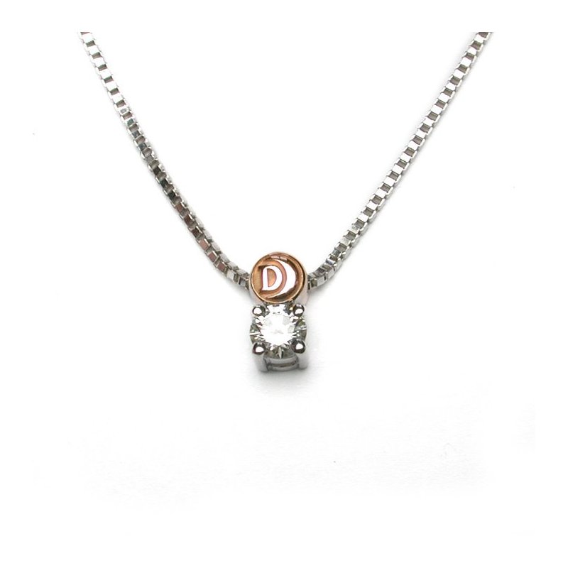 Damiani - Collierino In Oro Bianco - Diamante Rotondo