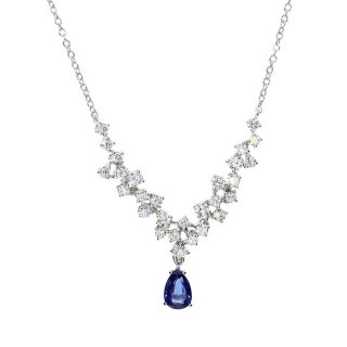 Damiani - Collana Mimosa - Oro Bianco - Diamante/Zaffiro
