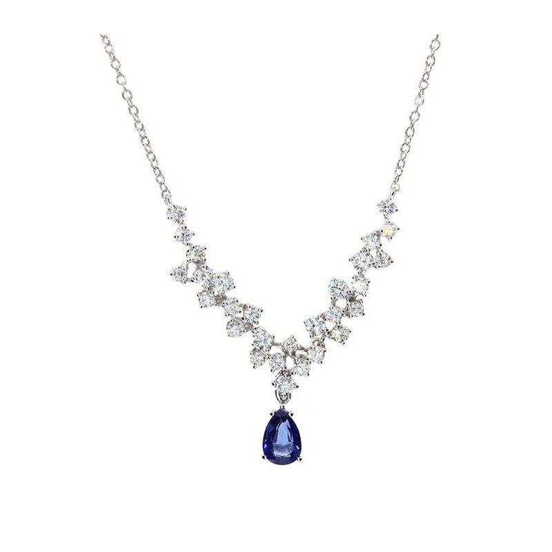 Damiani - Collana Mimosa - Oro Bianco - Diamante/Zaffiro
