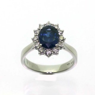 Damiani - Anello Oro Bianco - Diamante/Zaffiro