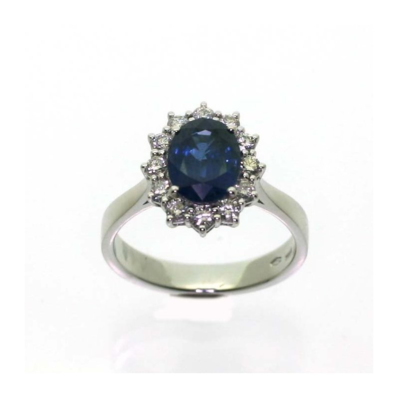 Damiani - Anello Oro Bianco - Diamante/Zaffiro
