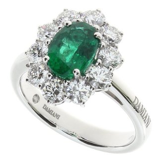 Damiani - Anello In Oro Bianco - Diamante/Smeraldo