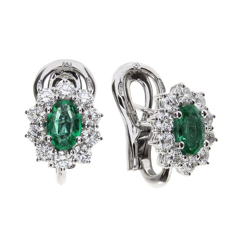 Damiani - Orecchini In Oro Bianco - Diamante/Smeraldo