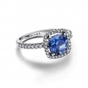 Anello Punto Luce Quadrato Blu Grande