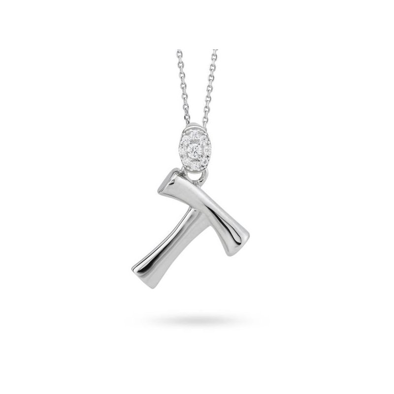 Boccadamo - Collana Lettera T - Argento - Zirconi