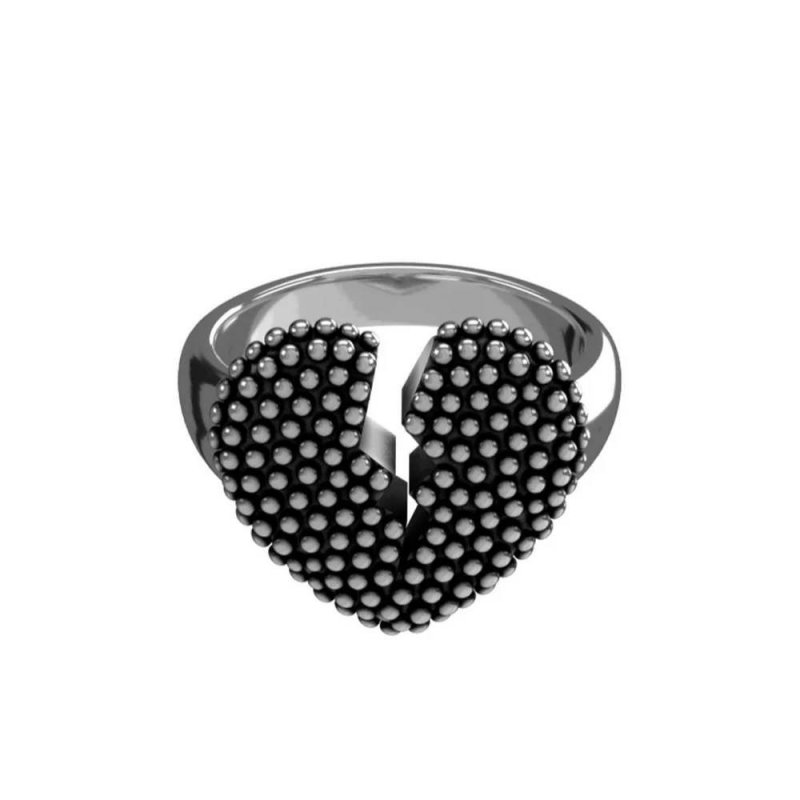 Anello John Richmond Cuore Spezzato Brunito Bronzo Argentato Jrbr01Bw