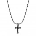Collana Uomo John Richmond Croce Smalto Nero Bronzo Argentato Jrpp06Bw