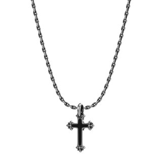 Collana Uomo John Richmond Croce Smalto Nero Bronzo Argentato Jrpp06Bw