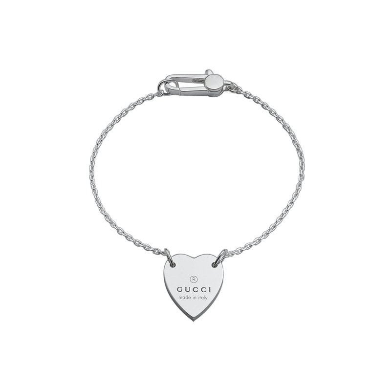 Bracciale con cuore inciso Gucci Trademark in argento 925