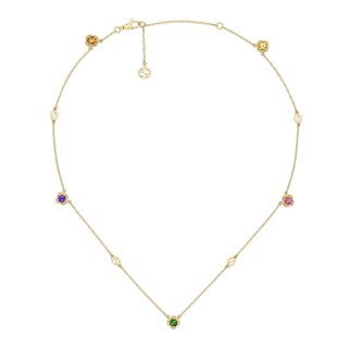 Collana con motivo Interlocking G in oro giallo 18kt e ametiste, tormaline, citrino e berillo