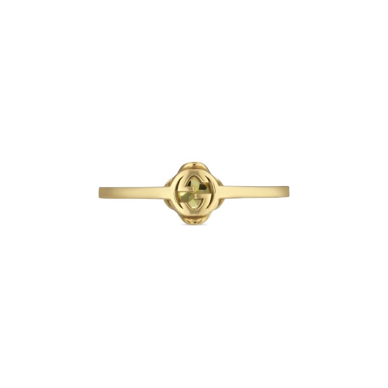 Anello con motivo Interlocking G in oro giallo 18kt e berillo giallo
