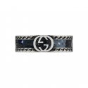 Anello in argento 925 e smalto nero con dettaglio G intrecciata