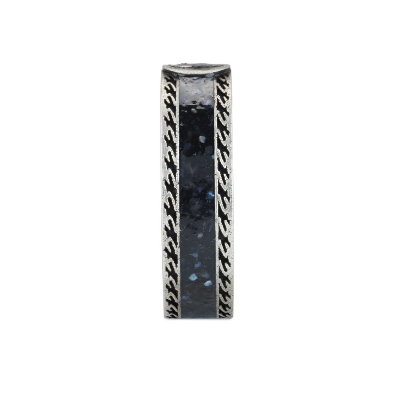 Anello in argento 925 e smalto nero con dettaglio G intrecciata