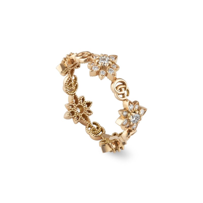 Anello Flora in oro rosa 18kt e diamanti