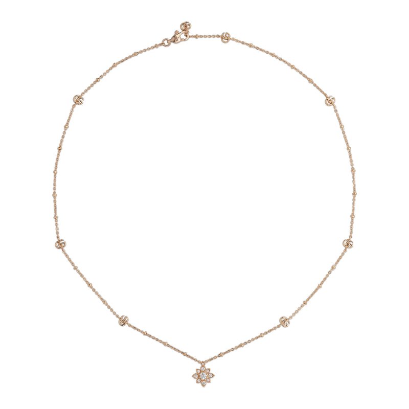 Collana Flora in oro rosa 18kt e diamanti