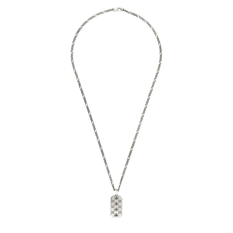 Collana con piastrina in argento 925 con motivo ape e Doppia G