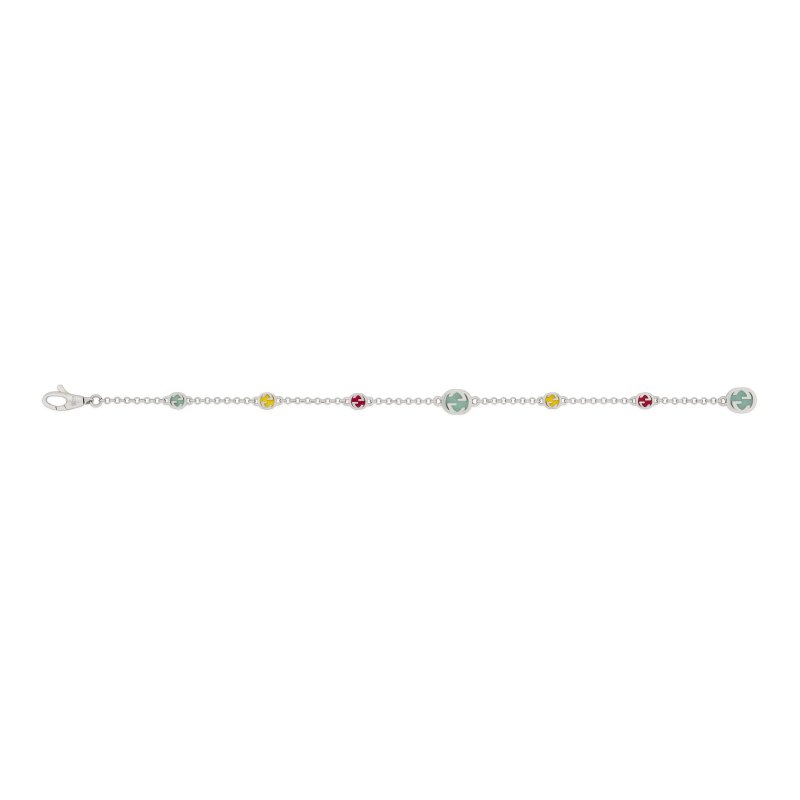 Bracciale in argento 925 con dettagli Interlocking G e smalto colorato
